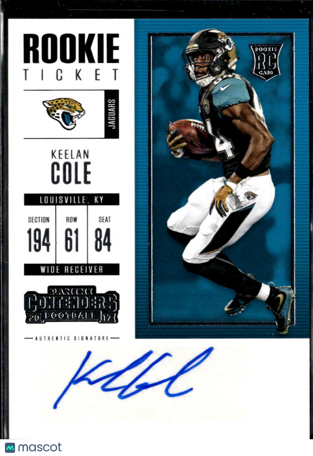 Keelan Cole 2017 Contenders Auto Autograph Rookie RC #293 Jacksonville Jaguars