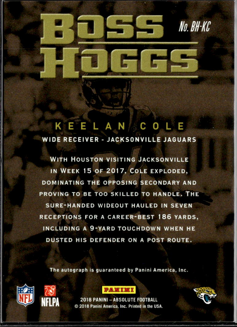 Keelan Cole 2018 Absolute Boss Hoggs Auto Autograph Blue Jacksonville Jaguars