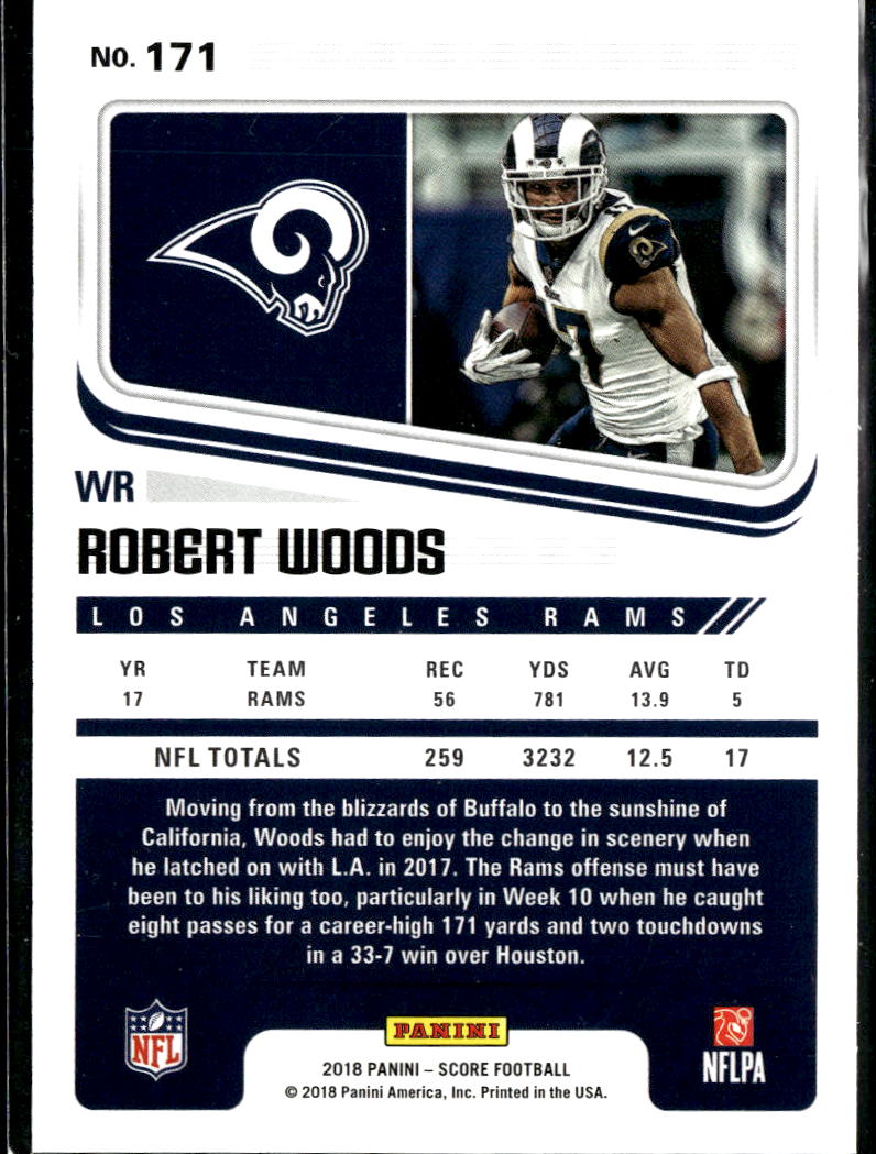 Robert Woods 2018 Score Artist's Proof Blue 22/35 Los Angeles Rams