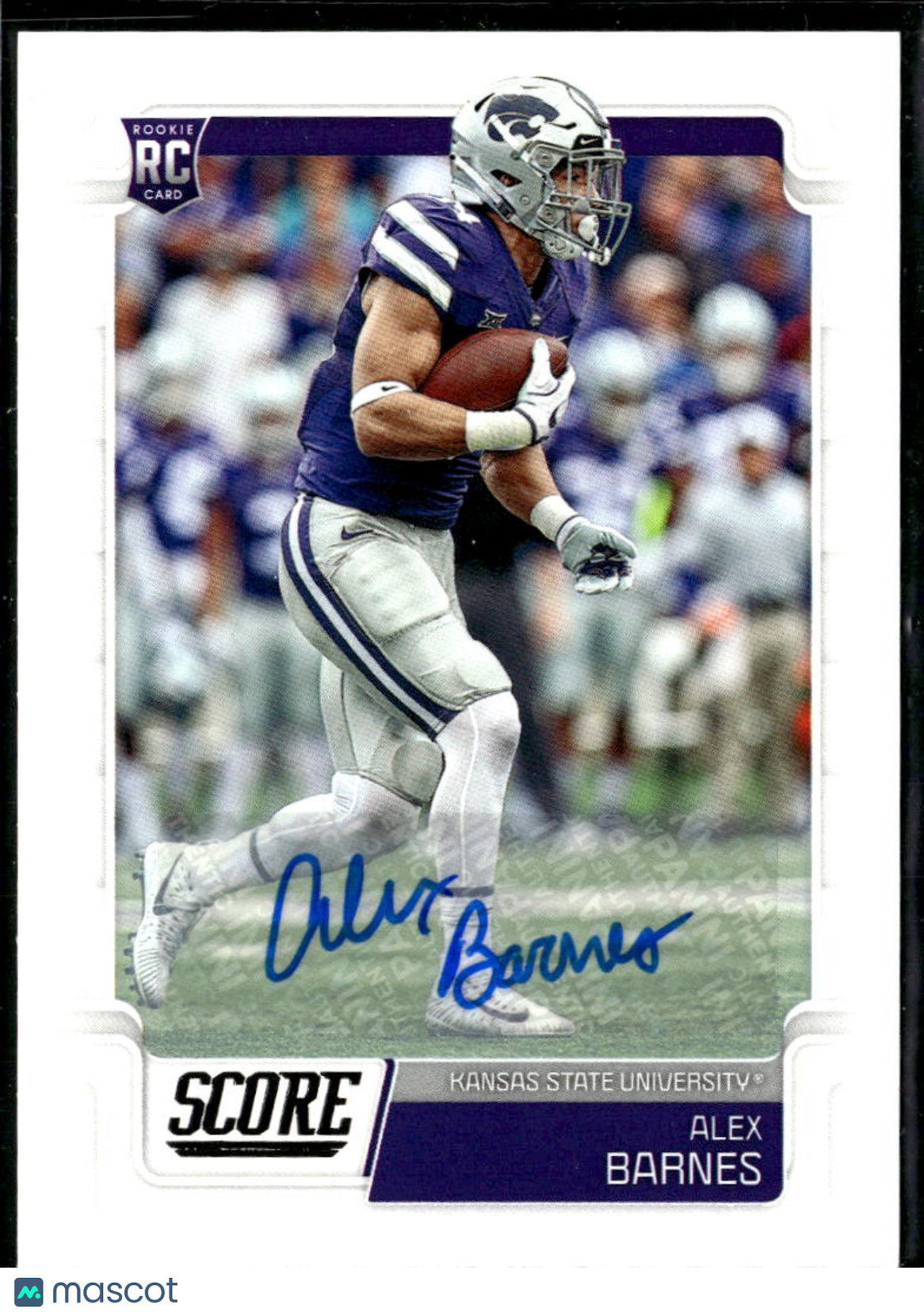 Alex Barnes 2019 Score Auto Autograph RC Kansas State Wildcats