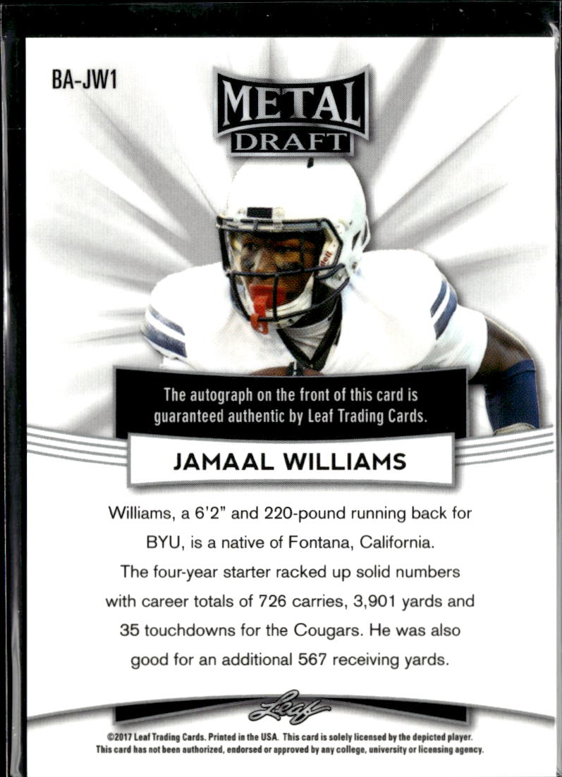 Jamaal Williams 2017 Leaf Metal Auto Autograph RC Saints BYU Cougars