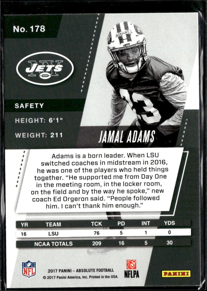 Jamal Adams 2017 Absolute Rookie RC /499 New York Jets
