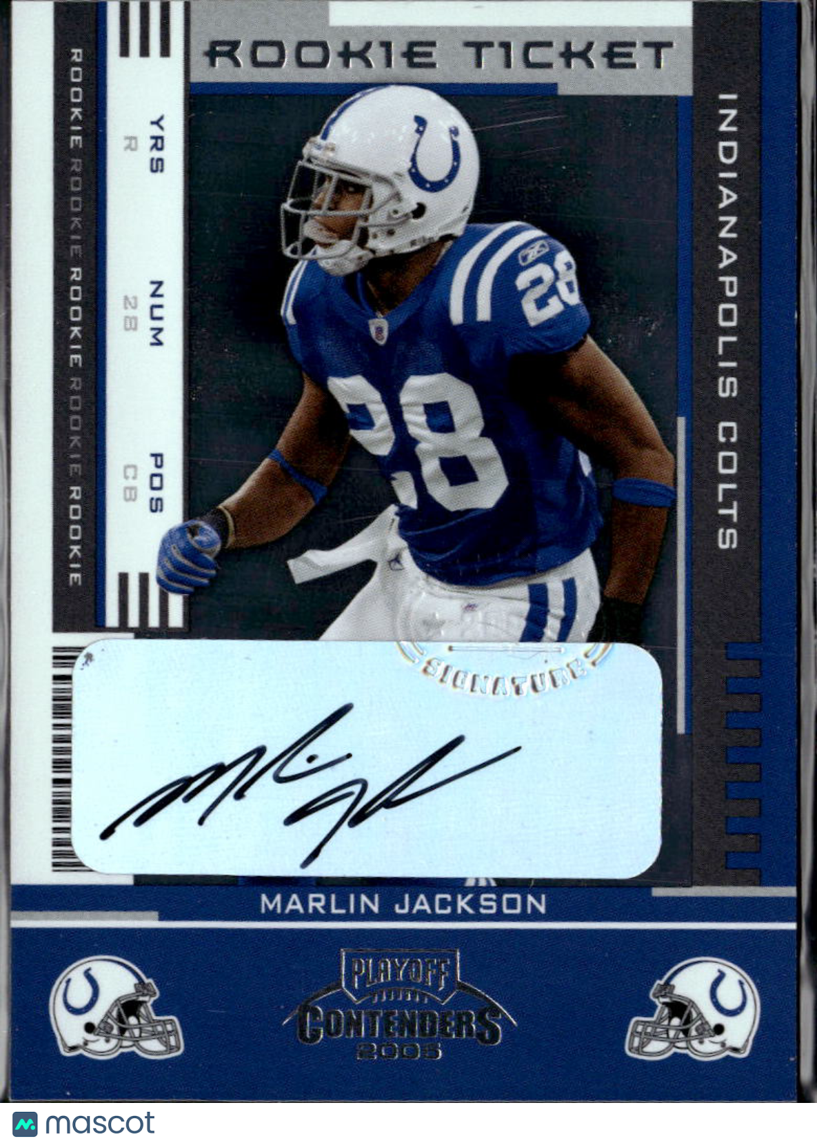 Marlin Jackson 2005 Playoff Contenders Auto Autograph RC Indianapolis Colts
