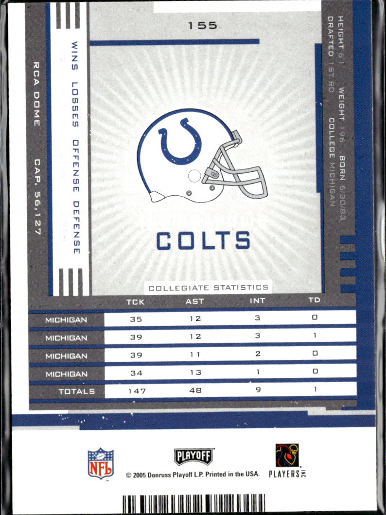 Marlin Jackson 2005 Playoff Contenders Auto Autograph RC Indianapolis Colts