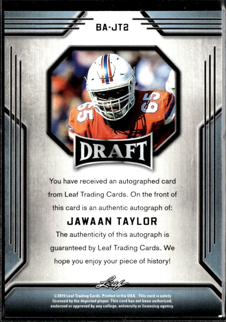 Jawaan Taylor 2019 Leaf Draft Auto Autograph RC Rookie Florida Gators