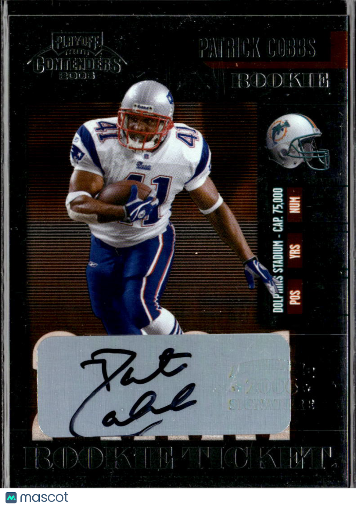 Patrick Cobbs 2006 Playoff Contenders Auto Autograph RC Patriots Dolphins