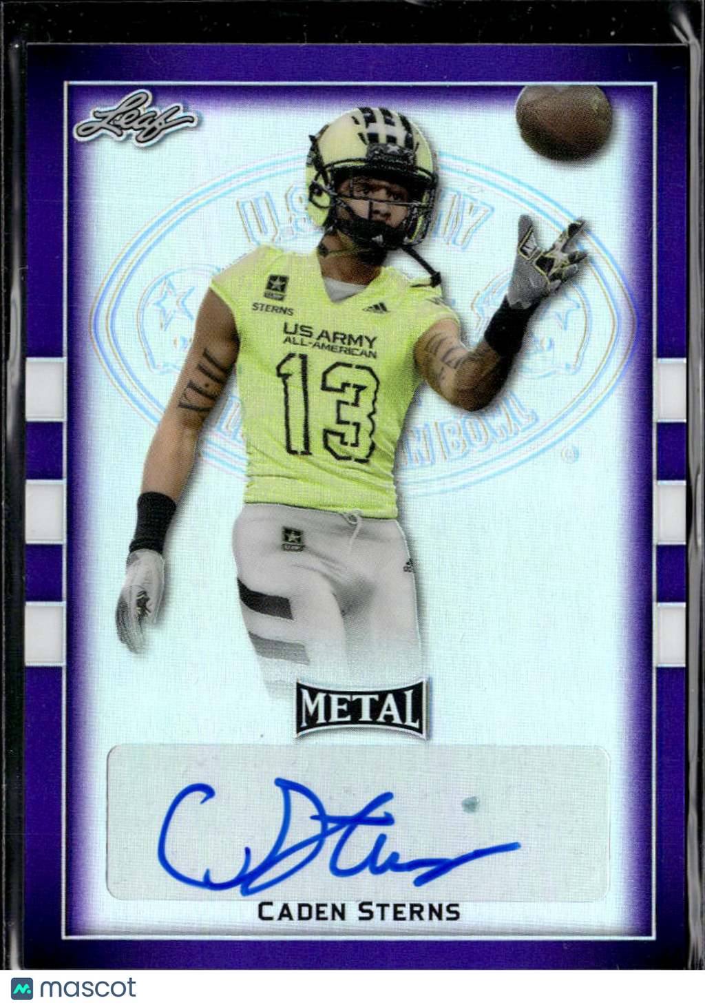 Caden Sterns 2018 Leaf Metal US Army Auto Autograph RC 1/25 Texas Longhorns
