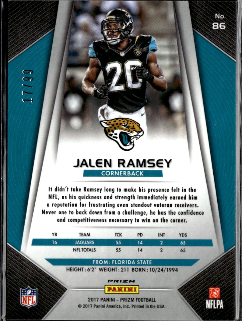 Jalen Ramsey 2017 Prizm Green Scope 17/99 Jacksonville Jaguars