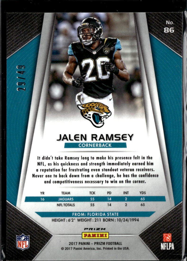 Jalen Ramsey 2017 Prizm Red Power Prizm 29/49 Jacksonville Jaguars