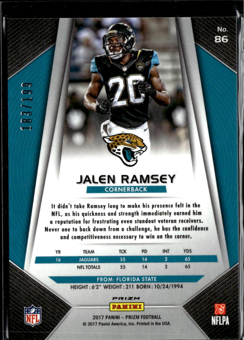 Jalen Ramsey 2017 Panini Prizm Light Blue 183/199 Jacksonville Jaguars
