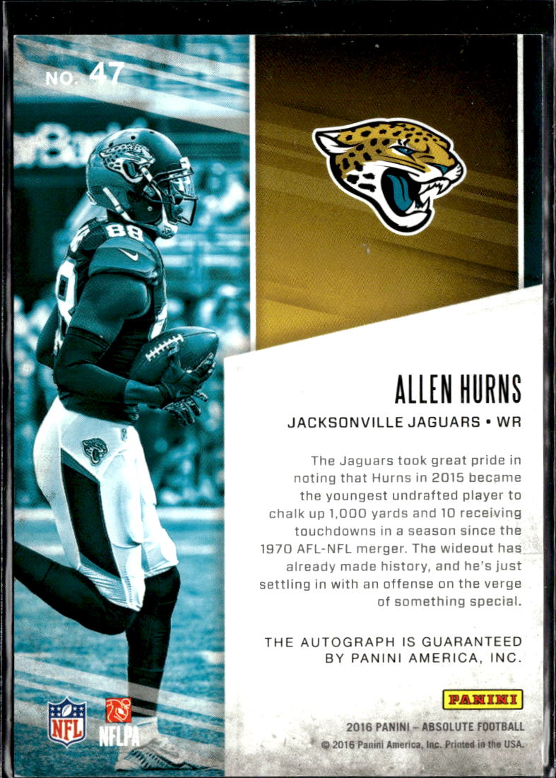 Allen Hurns 2016 Absolute Absolutely Ink Auto Autograph /99 Jacksonville Jaguars