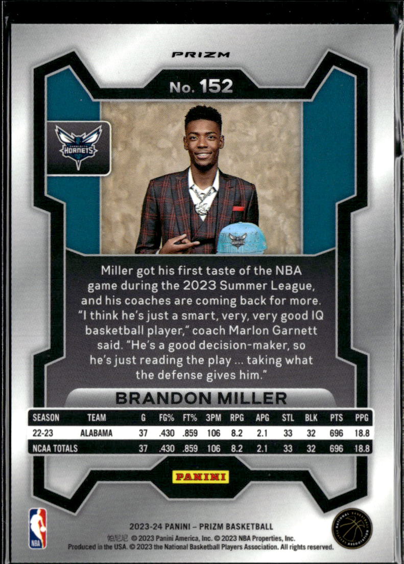 Brandon Miller 2023-24 Prizm Variation Disco SSP RC Charlotte Hornets