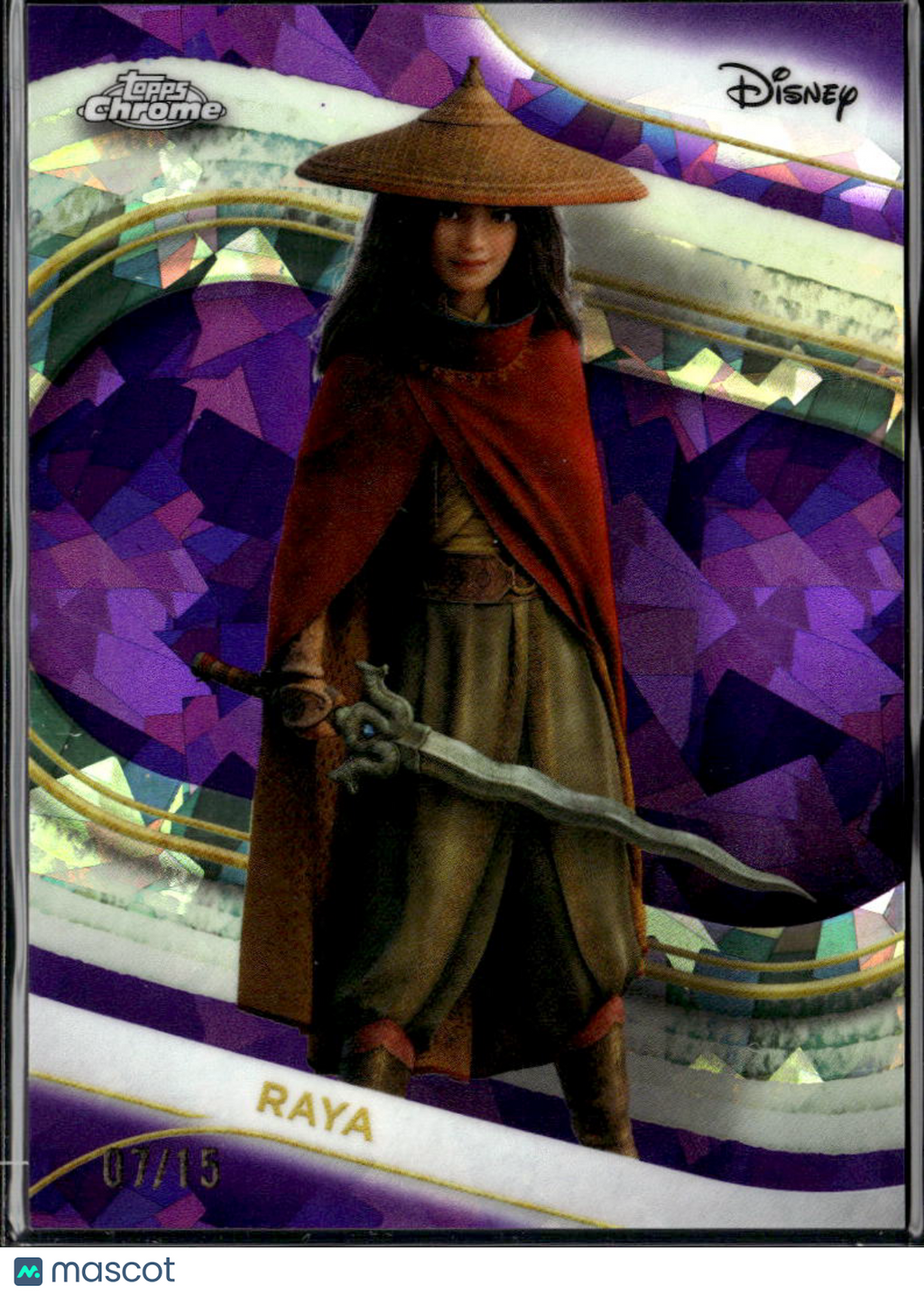 Raya 2025 Topps Chrome Sapphire Disney Purple Refractor 7/15 #192