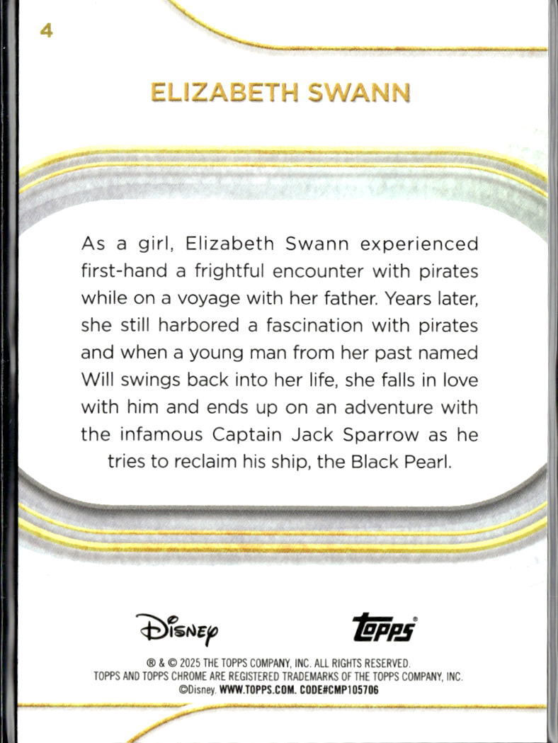 Elizabeth Swann 2025 Topps Chrome Sapphire Disney Purple Refractor 6/15 #4