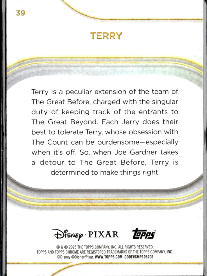 Terry 2025 Topps Chrome Sapphire Disney Orange Refractor 2/25 #39