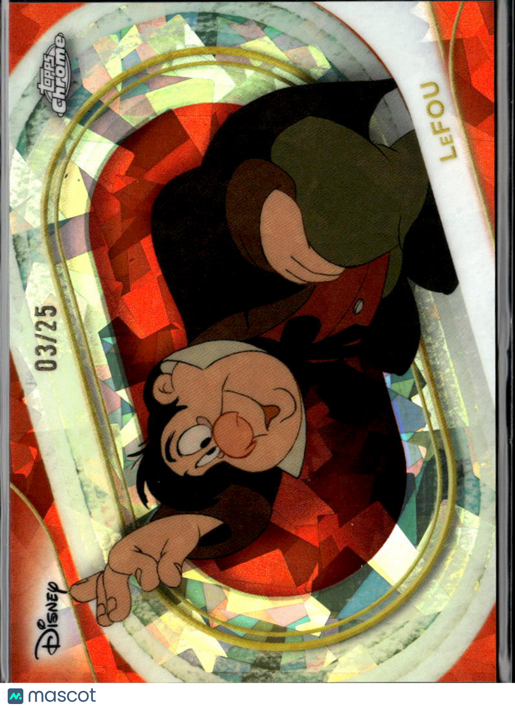 Lefou 2025 Topps Chrome Sapphire Disney Orange Refractor 3/25 #128