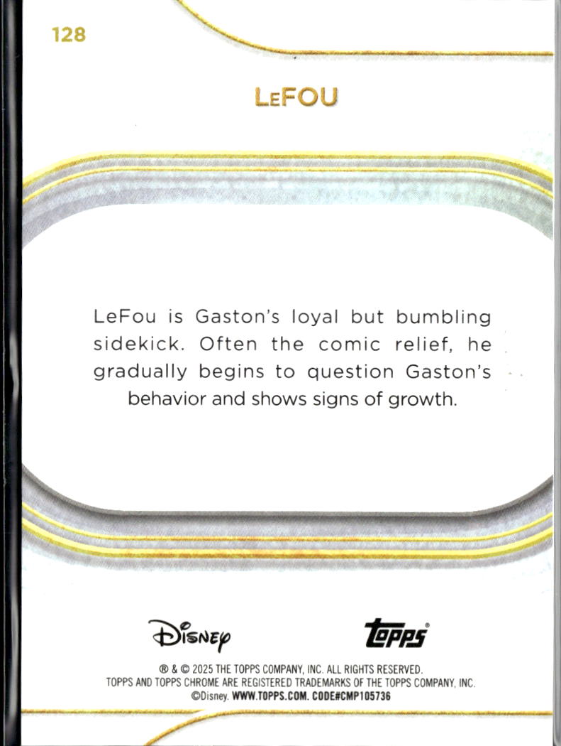 Lefou 2025 Topps Chrome Sapphire Disney Orange Refractor 3/25 #128