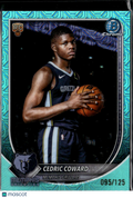 Cedric Coward 2025 Bowman Chrome Aqua Mojo Refractor RC /125 Memphis Grizzlies
