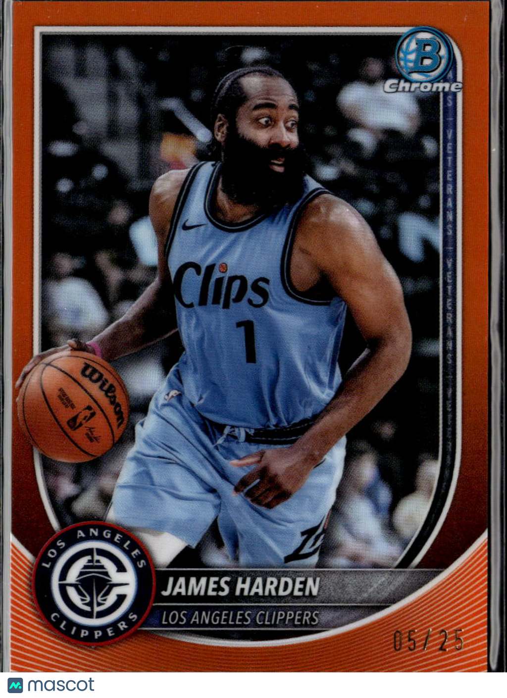 James Harden 2025 Bowman Chrome Orange Refractor /25 Los Angeles Clippers