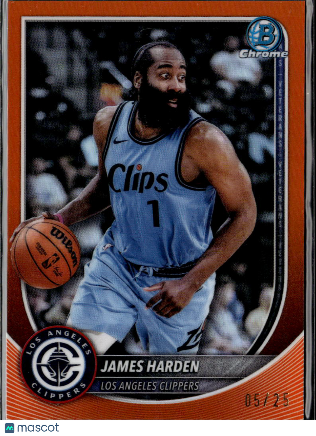 James Harden 2025 Bowman Chrome Orange Refractor /25 Los Angeles Clippers