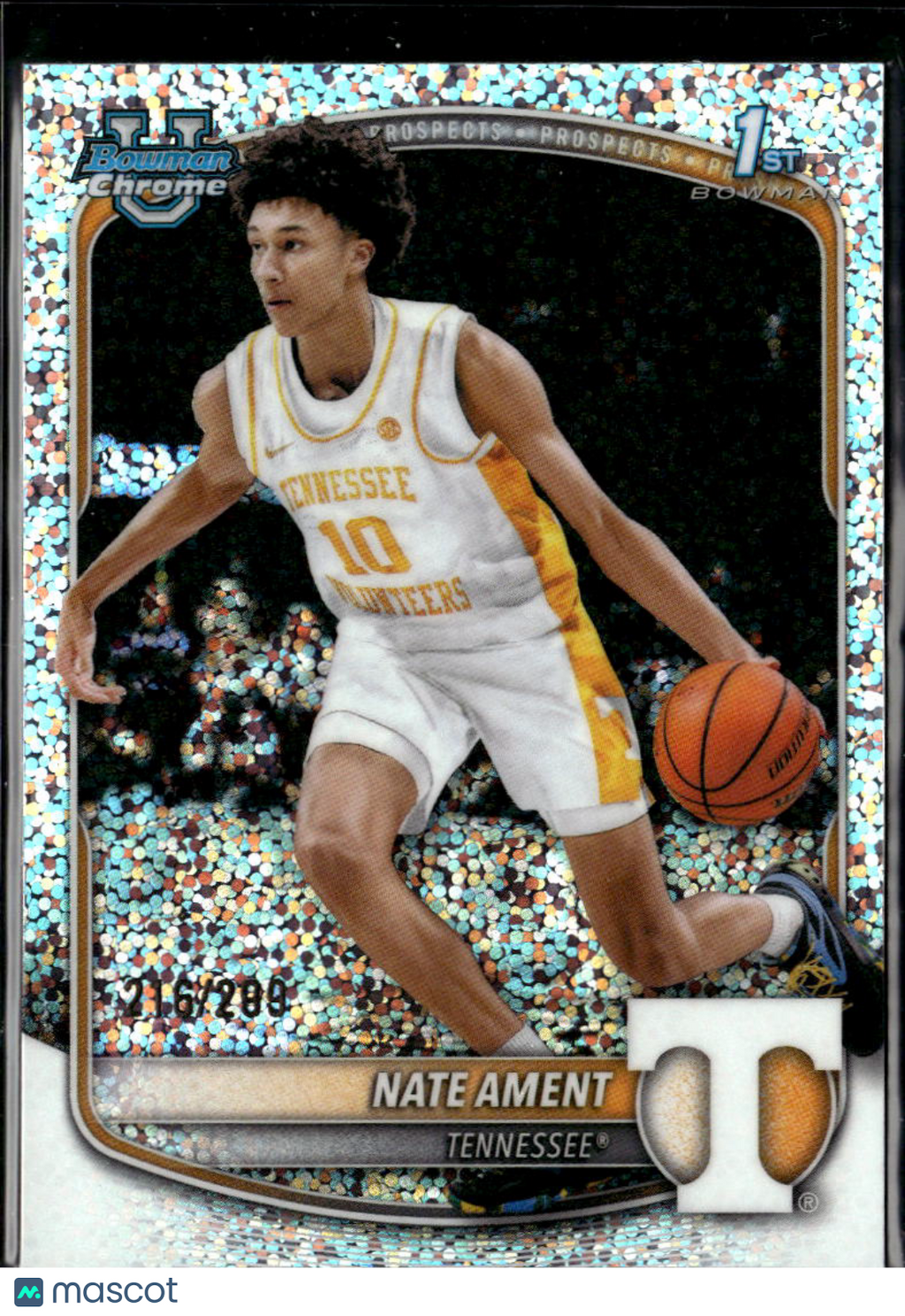 Nate Ament 2025 Bowman Chrome 1st Speckle Refractor /299 Tennessee Volunteers