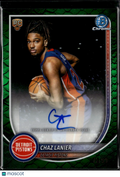 Chaz Lanier 2025 Bowman Chrome Auto Autograph RC Green /99 Detroit Pistons