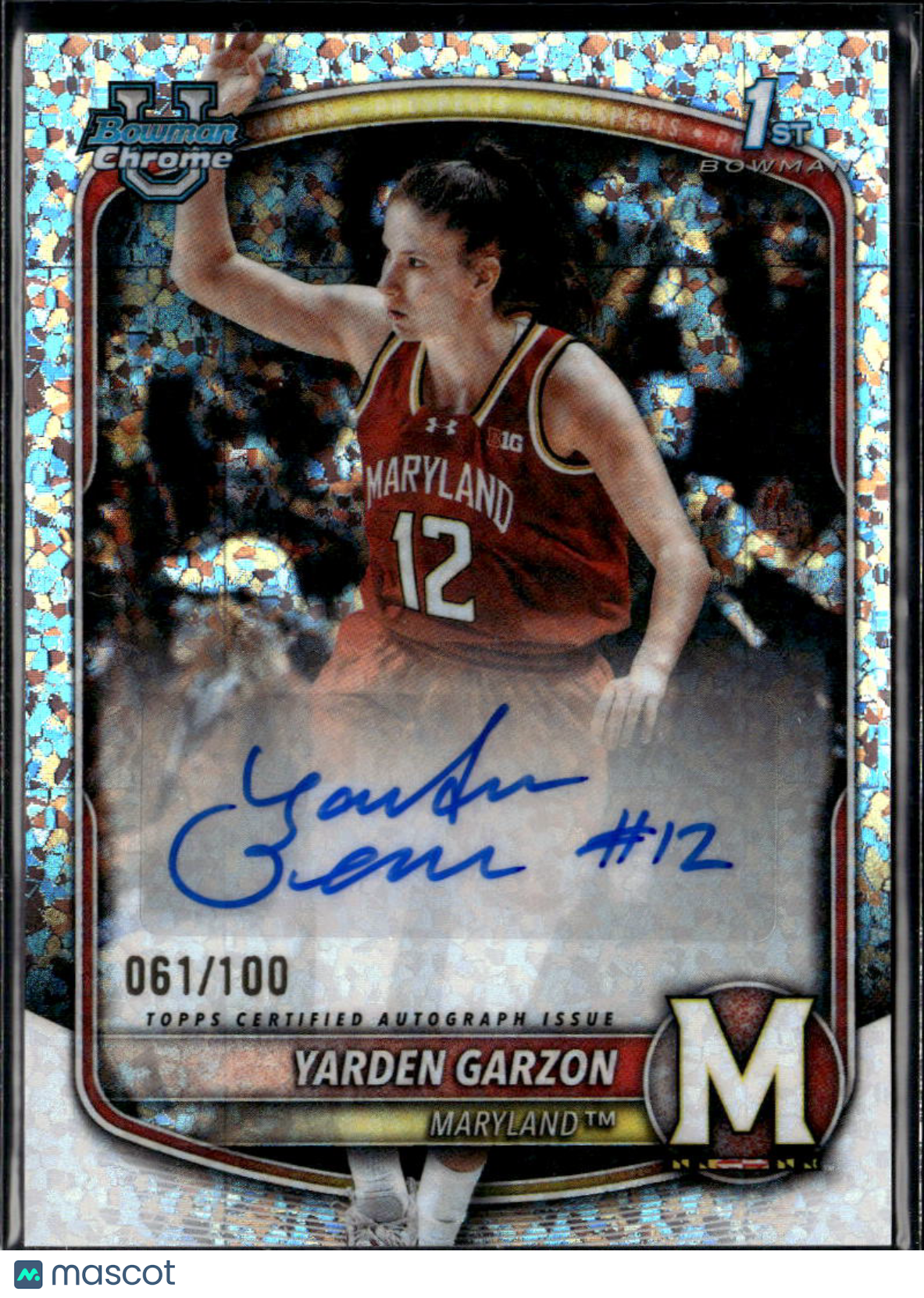 Yarden Garzon 2025 Bowman Chrome 1st Auto Autograph RC 61/100 Maryland Terrapins