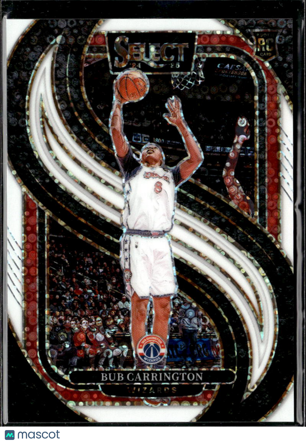 Bub Carrington 2024-25 Select White Disco Prizm Rookie 10/75 Washington Wizards