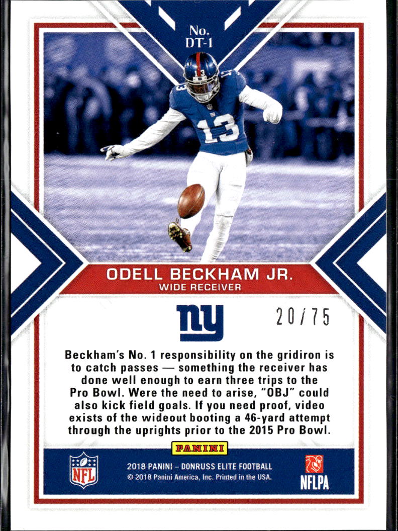 Odell Beckham Jr. 2018 Elite Dual Threats Purple 20/75 New York Giants