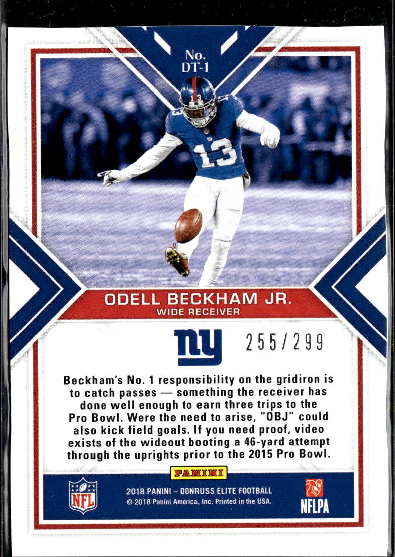 Odell Beckham Jr. 2018 Elite Dual Threats Silver /299 New York Giants