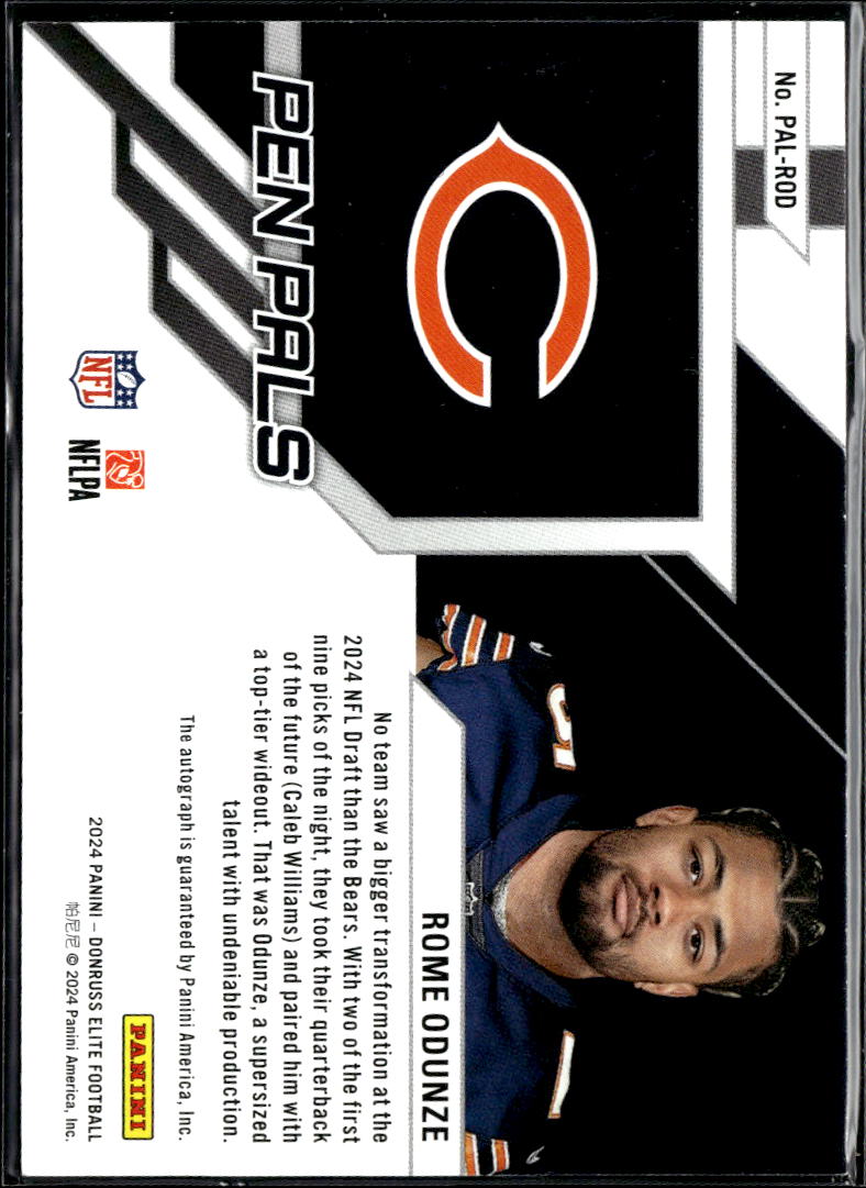 Rome Odunze 2024 Elite Pen Pals GOLD Ink Auto Autograph Chicago Bears