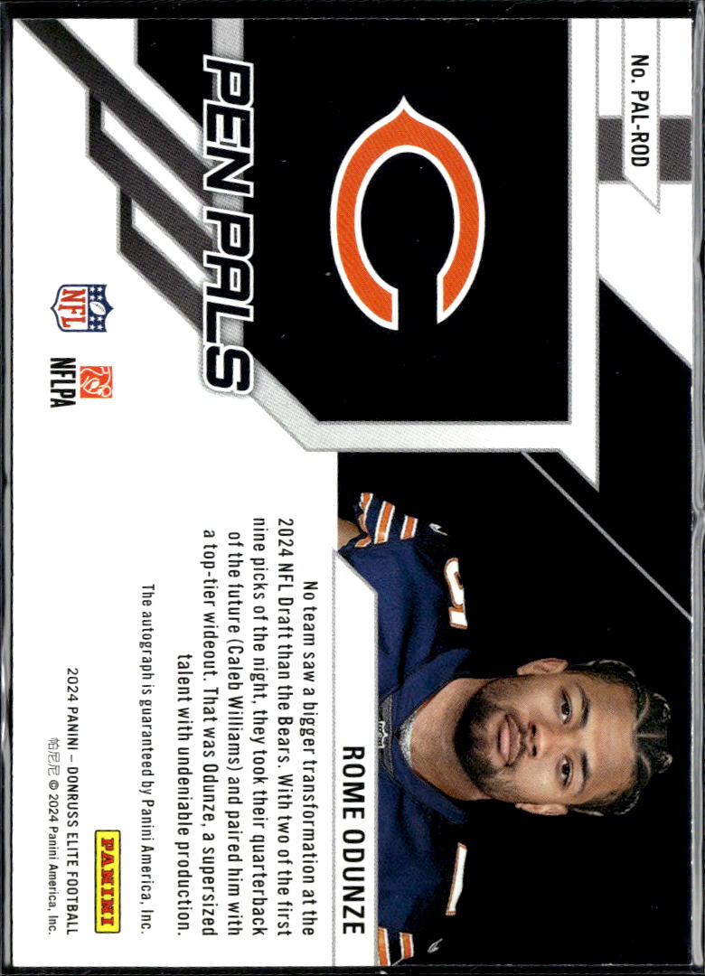Rome Odunze 2024 Elite Pen Pals GOLD Ink Auto Autograph Chicago Bears