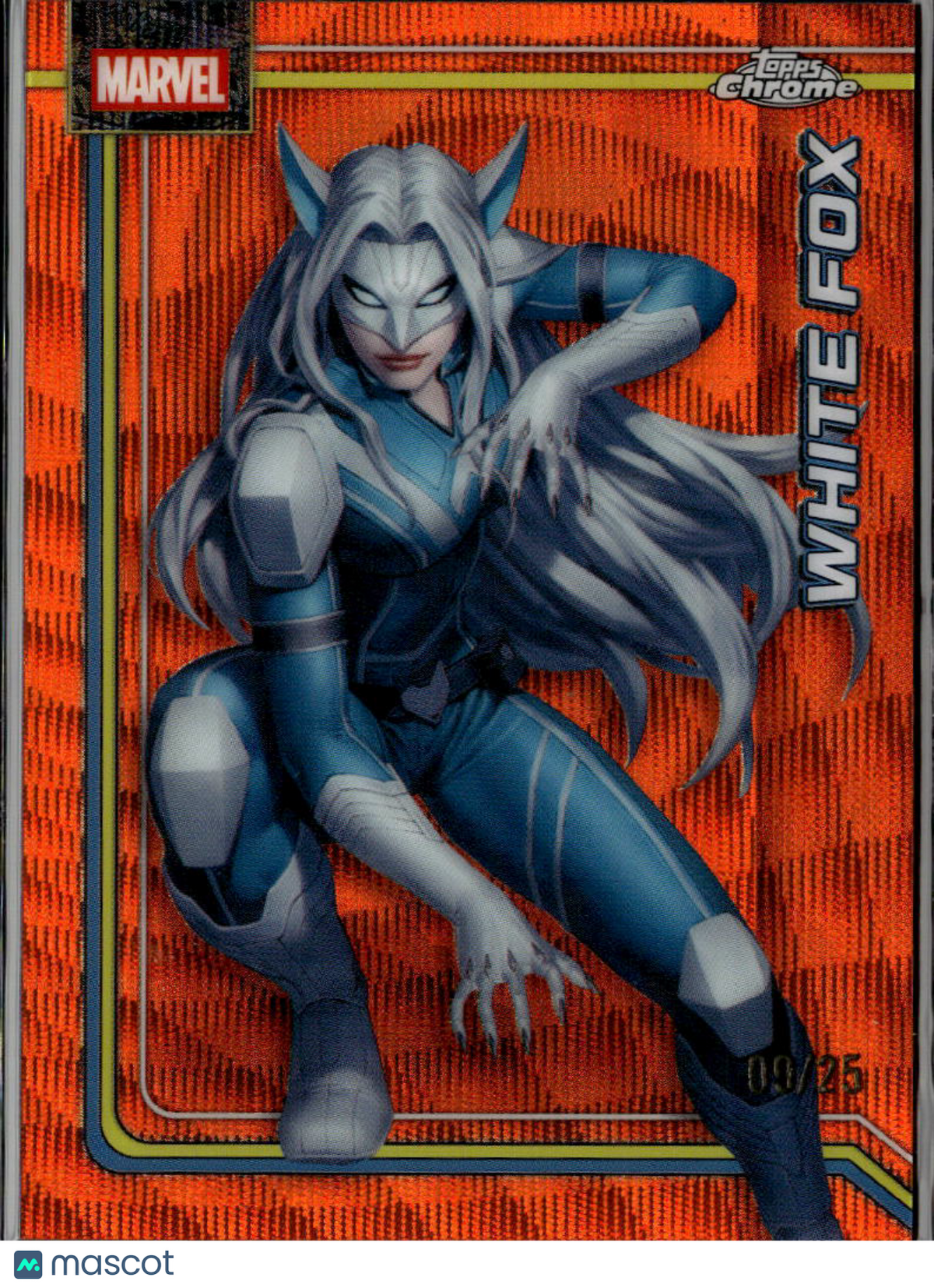 White Fox 2026 Topps Chrome Marvel Orange Wave Refractor 9/25 #196