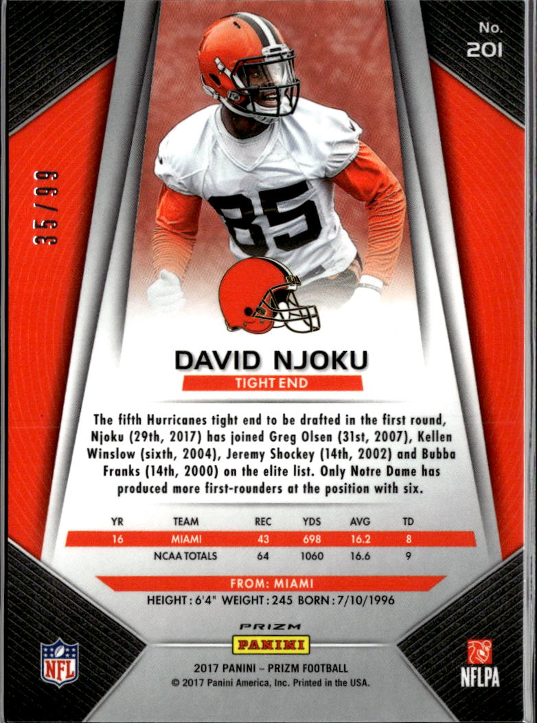 David Njoku 2017 Prizm Green Scope Prizm Rookie RC 35/99 Cleveland Browns