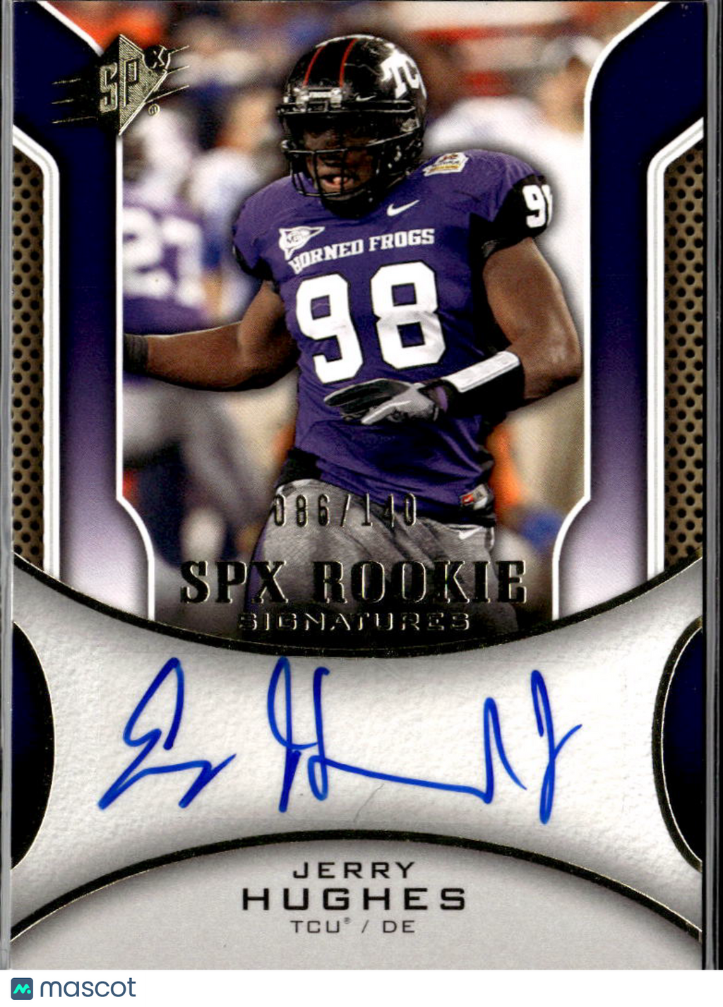 Jerry Hughes 2010 SPx Auto Autograph RC 86/140 TCU Horned Frogs