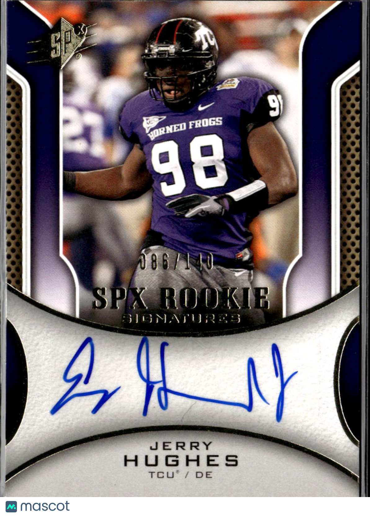 Jerry Hughes 2010 SPx Auto Autograph RC 86/140 TCU Horned Frogs