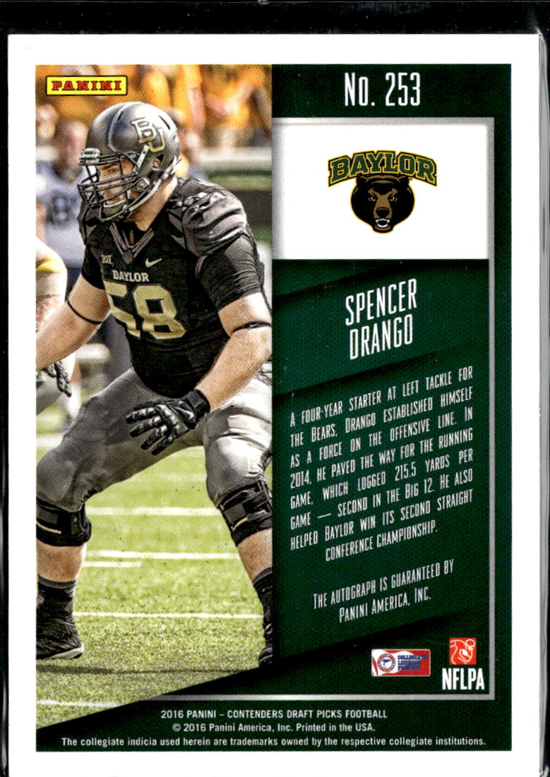 Spencer Drango 2016 Contenders Auto Autograph RC 37/99 Baylor Bears