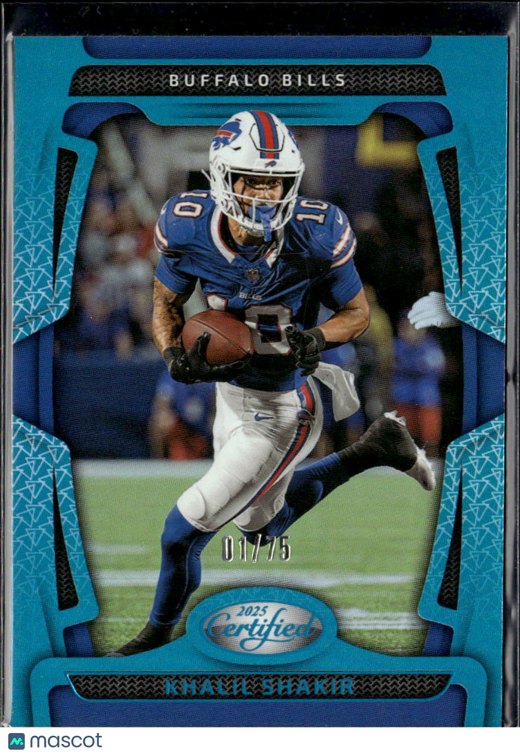 Khalil Shakir 2025 Certified Mirror Teal 1/75 Buffalo Bills