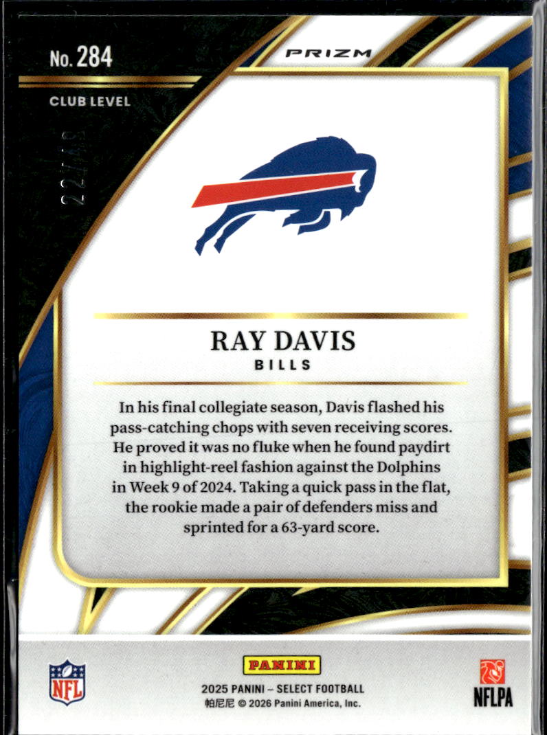 Ray Davis 2025 Select Red Disco Prizm /49 Buffalo Bills