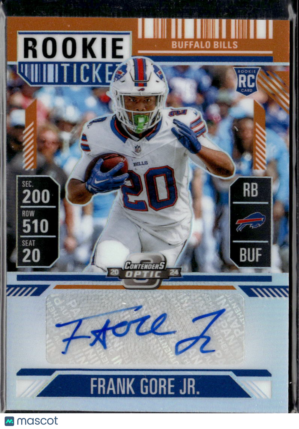 Frank Gore Jr. 2024 Contenders Optic Auto Autograph RC 42/50 Buffalo Bills