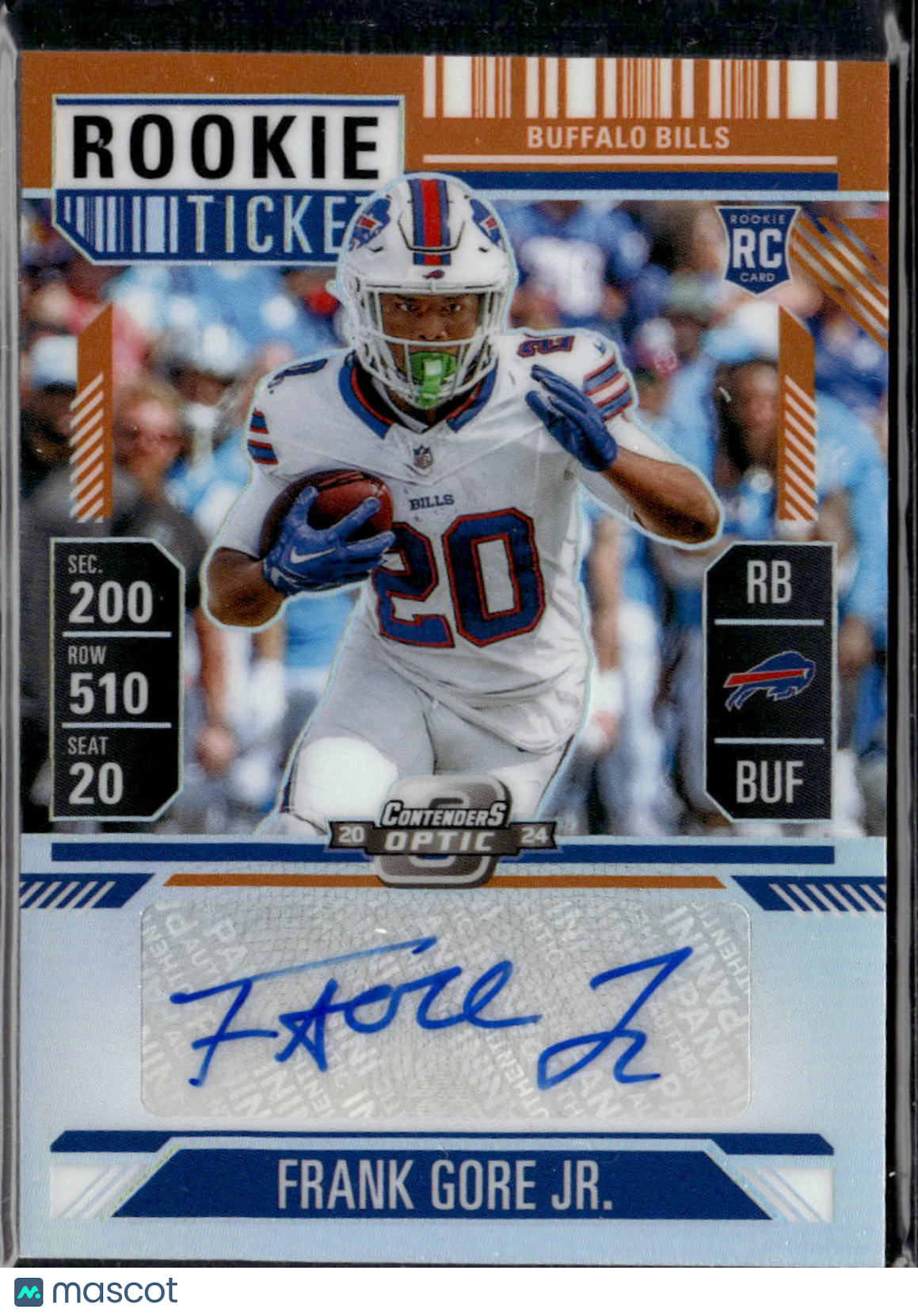 Frank Gore Jr. 2024 Contenders Optic Auto Autograph RC 42/50 Buffalo Bills