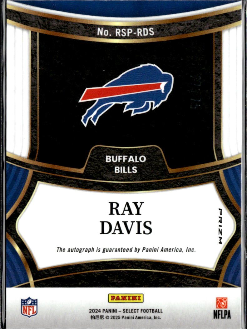 Ray Davis 2024 Select RC Auto Autograph 27/75 Buffalo Bills