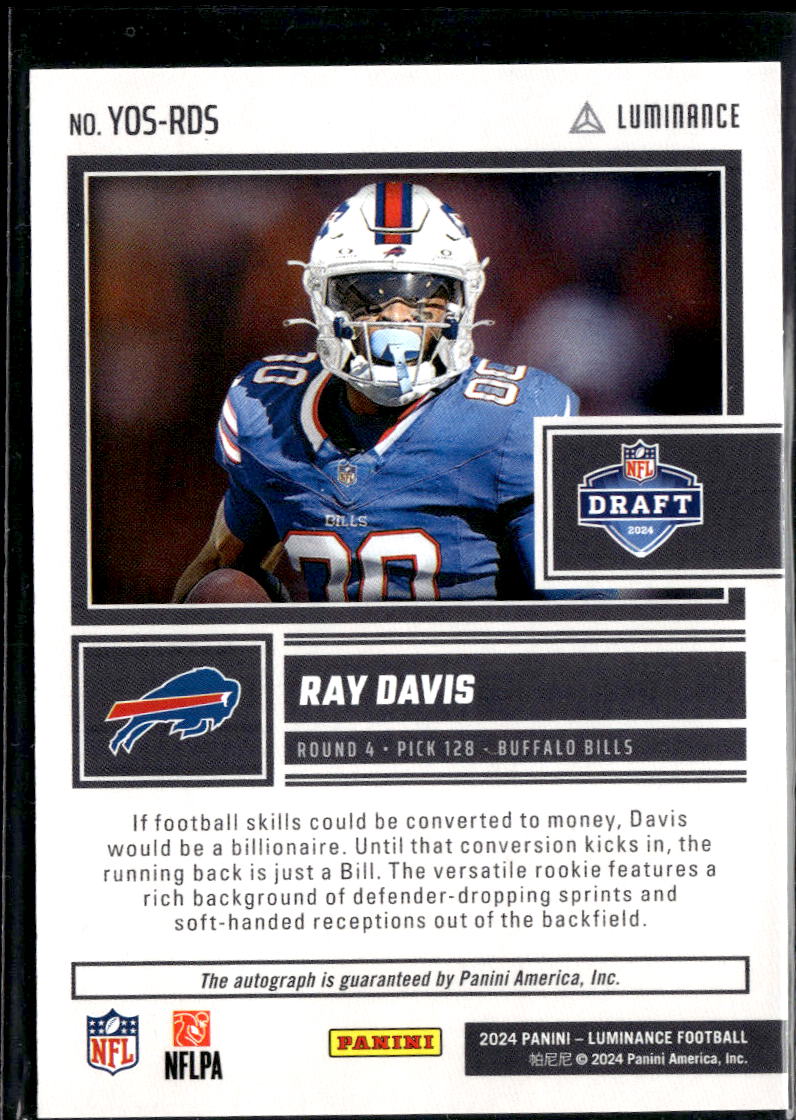 Ray Davis 2024 Luminance Year One Auto Autograph RC Buffalo Bills