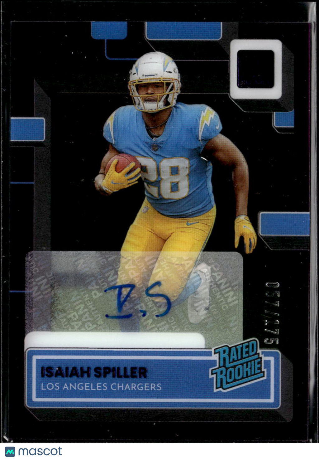 Isaiah Spiller 2023 Clearly Donruss Auto Autograph RC /175 Los Angeles Chargers