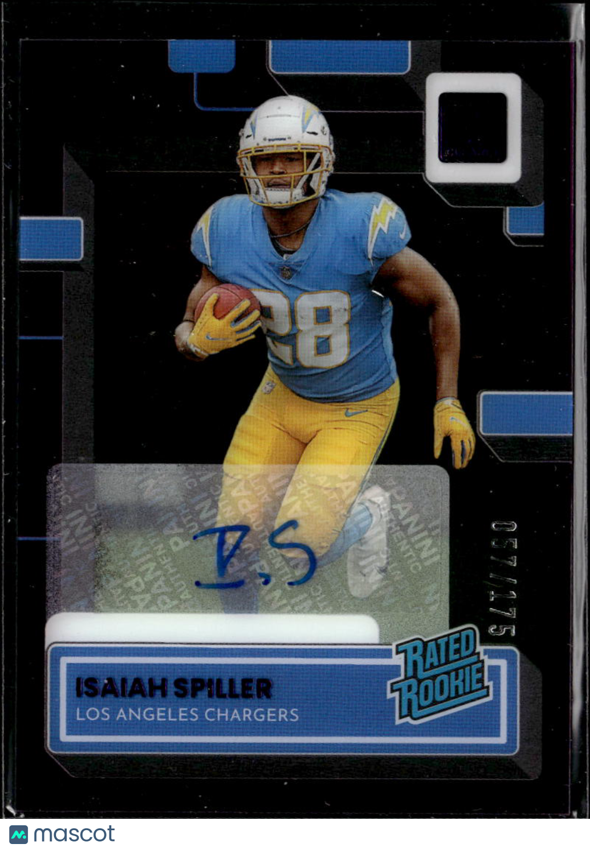 Isaiah Spiller 2023 Clearly Donruss Auto Autograph RC /175 Los Angeles Chargers