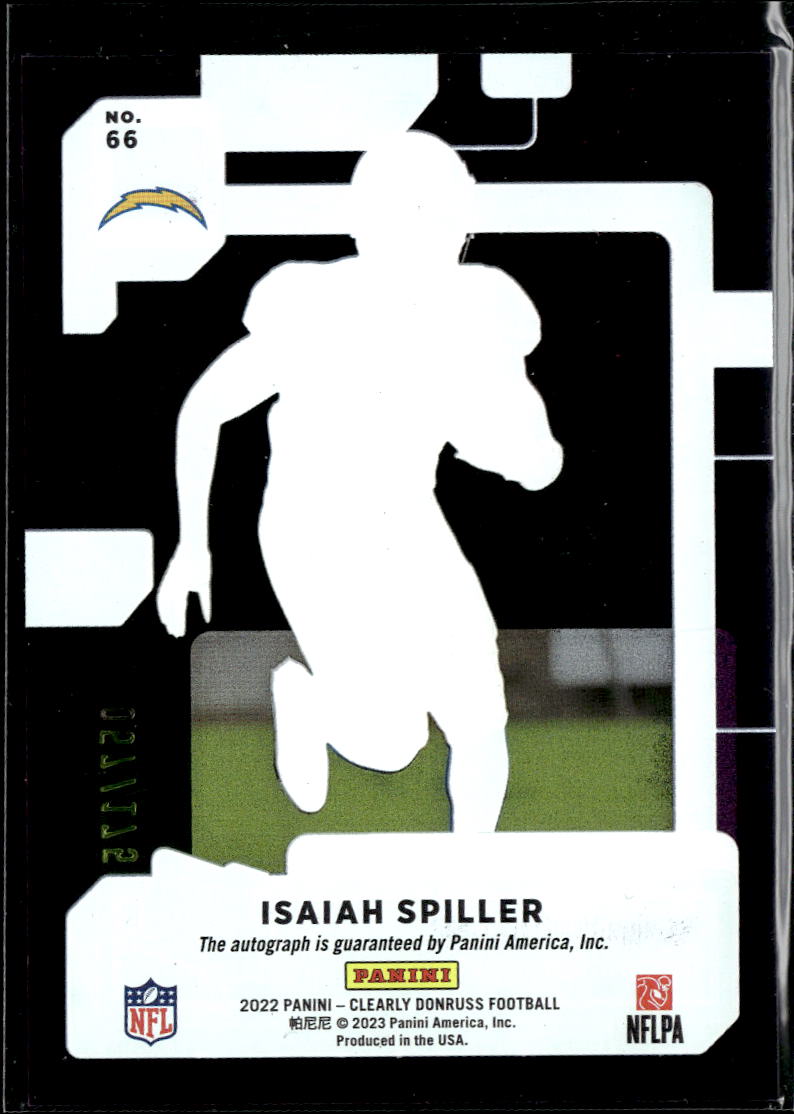 Isaiah Spiller 2023 Clearly Donruss Auto Autograph RC /175 Los Angeles Chargers