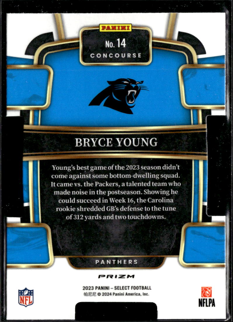 Bryce Young 2023 Select Silver Prizm Die-Cut Rookie RC Carolina Panthers
