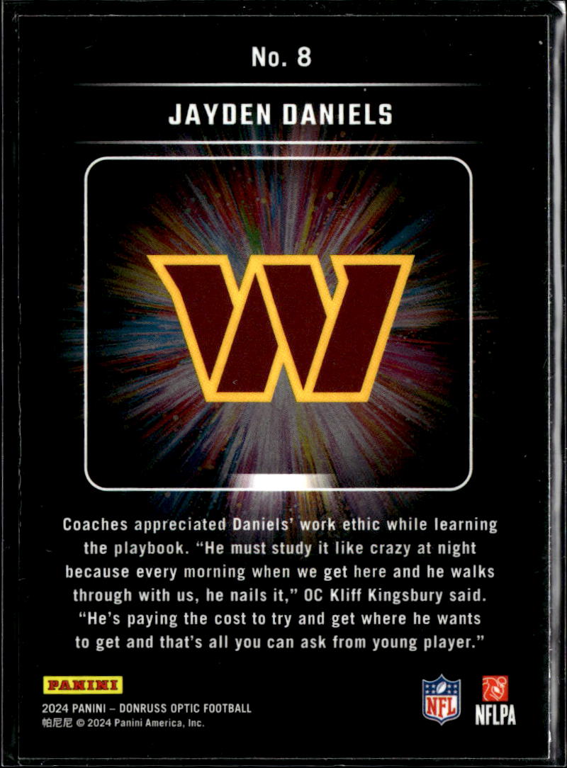 Jayden Daniels 2024 Optic Light It Up Rookie RC Washington Commanders