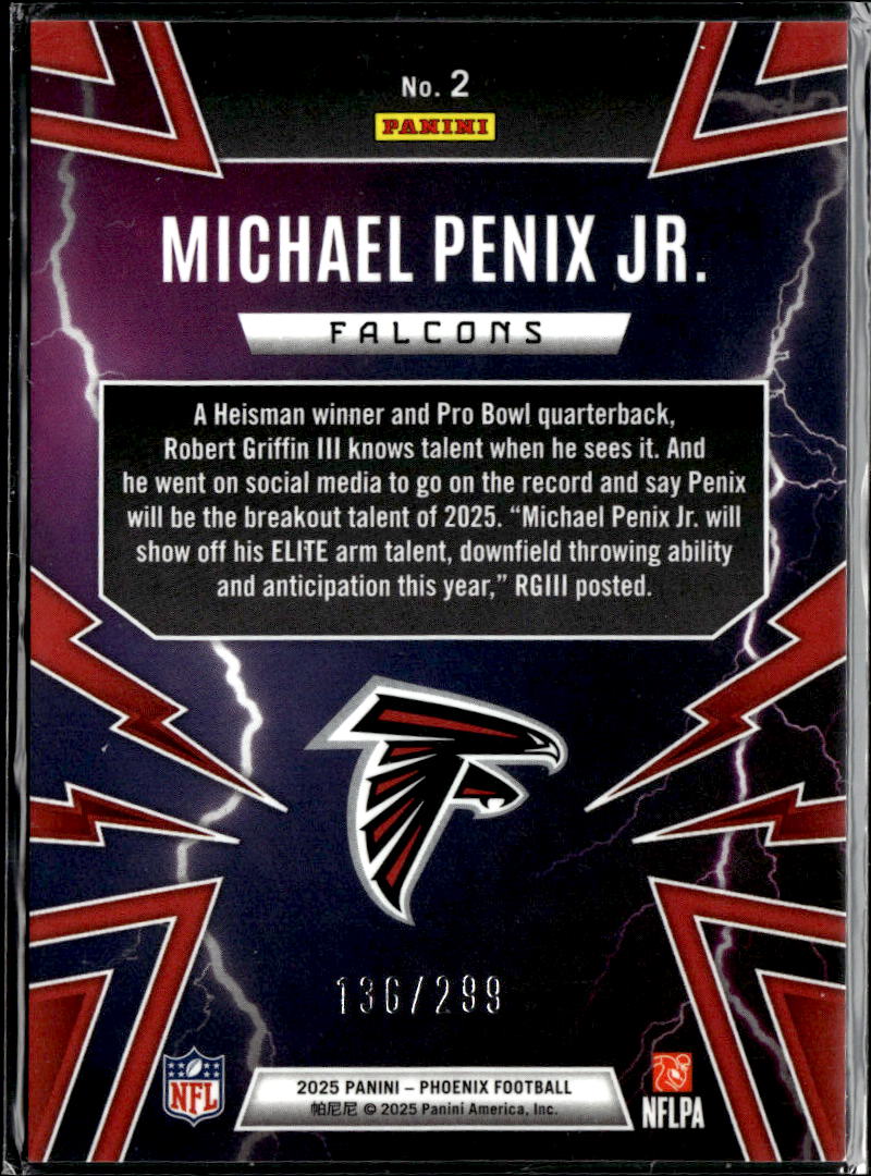 Michael Penix Jr. 2025 Phoenix Thunderbirds /299 Atlanta Falcons