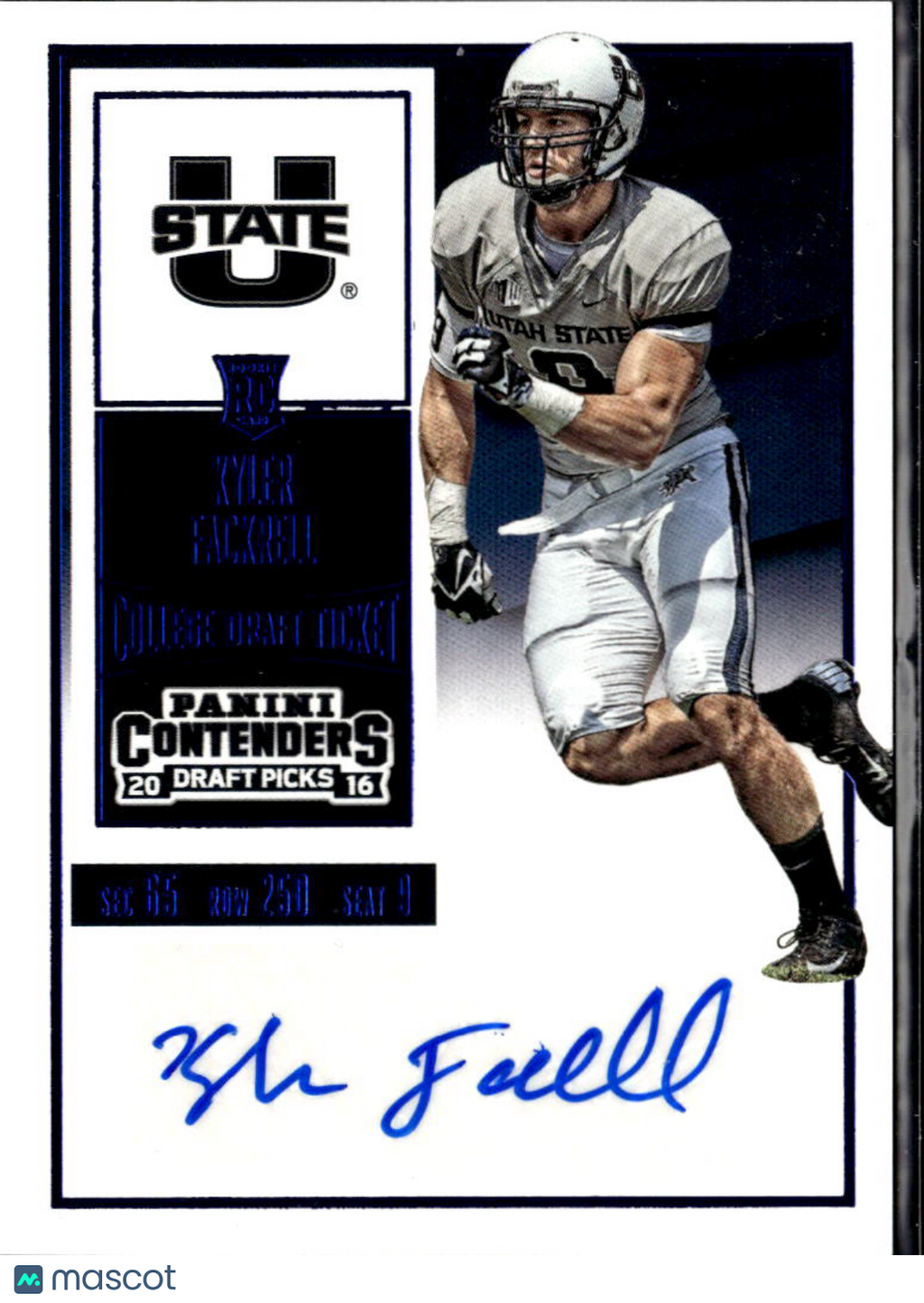 Kyler Fackrell 2016 Contenders Draft Auto Autograph RC Blue Utah State Aggies